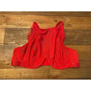 Victoria’s Secret 36B Red sexy lingerie high neck bra lace unlined Christmas